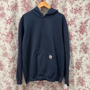 Carhartt Navy Hoodie Original Fit Pullover Sweatshirt Size LT